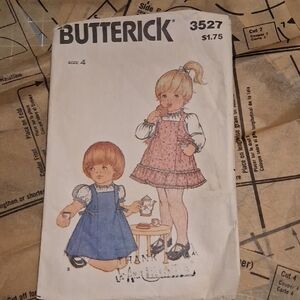 Vintage Butterick Sewing Pattern 3527. Toddler Girl Size 4 Jumper& Blouse.